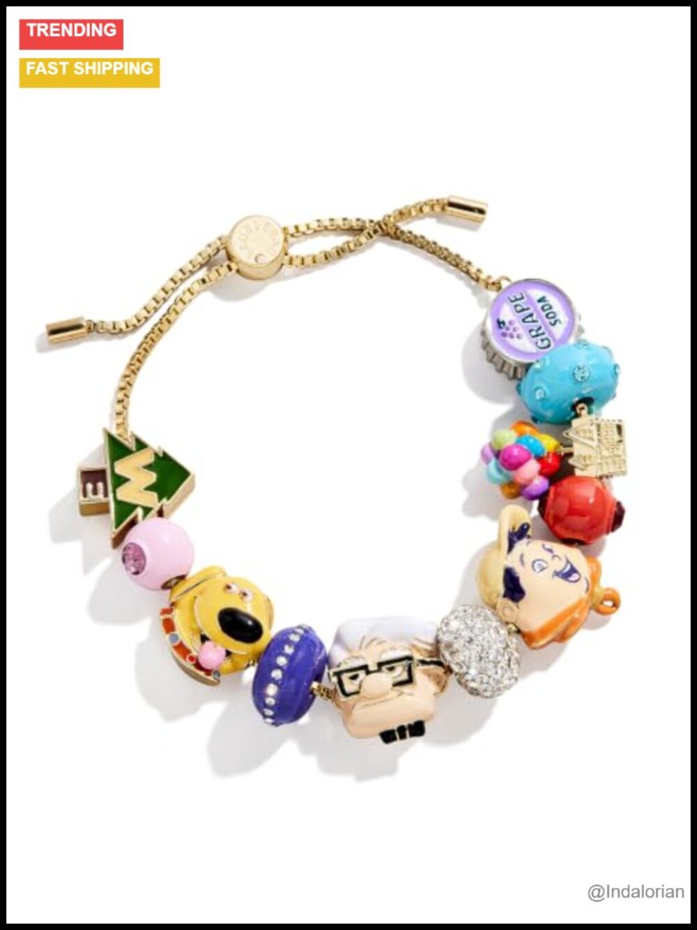Charm Bracelet with Slide Clasp - Zinc Metal - Pave Setting - Friendship Jewelry